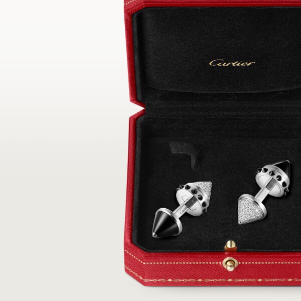 Clash [Un]limited cufflinks Rhodium-finish white gold, onyx, diamonds.